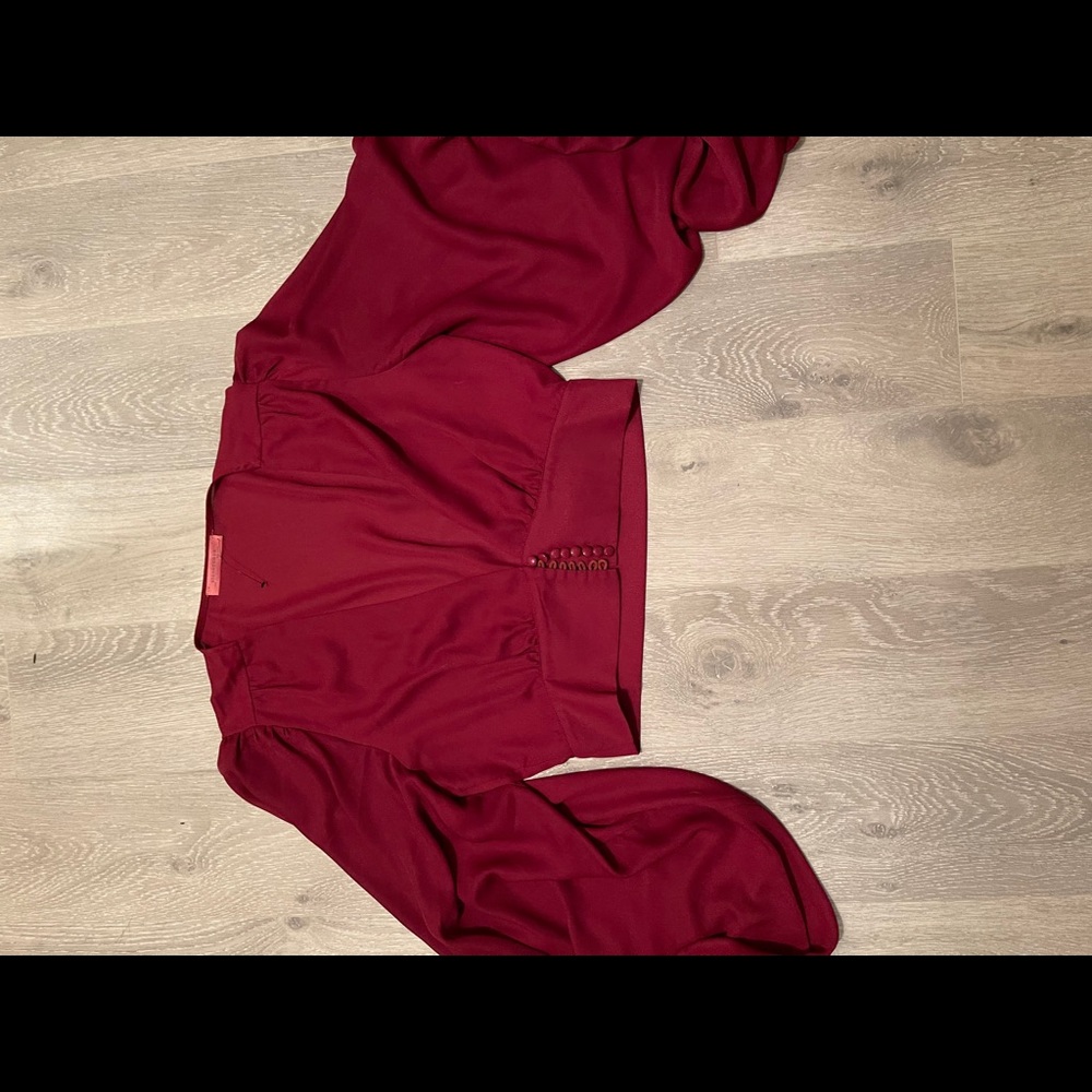 Cropped button front flowy top